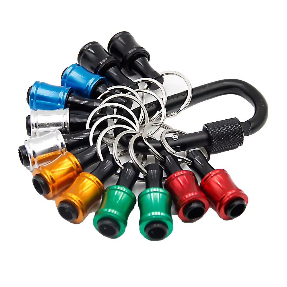 12Pc Color Keychain Quick Change Connecting Rod 1/4 Hexagonal Handle Screwdriver Head Quick Release Sleeve Conversion Rod Set