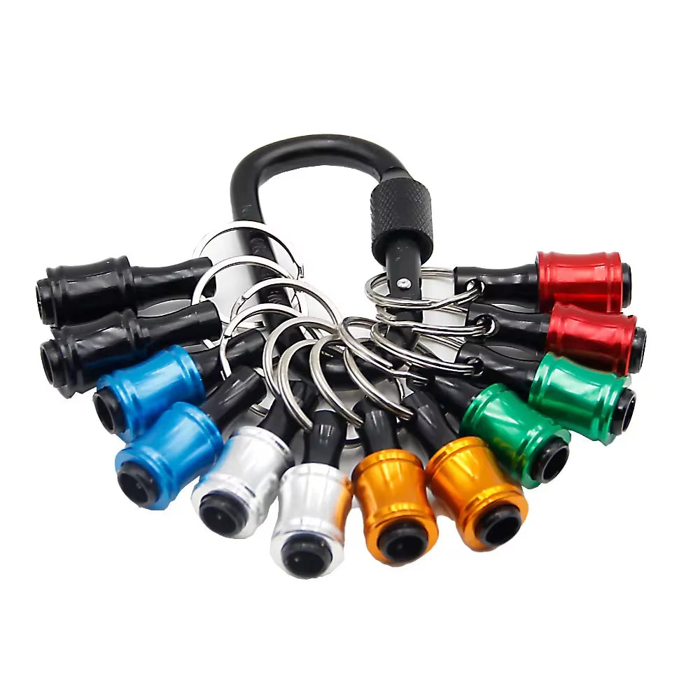 12Pc Color Keychain Quick Change Connecting Rod 1/4 Hexagonal Handle Screwdriver Head Quick Release Sleeve Conversion Rod Set