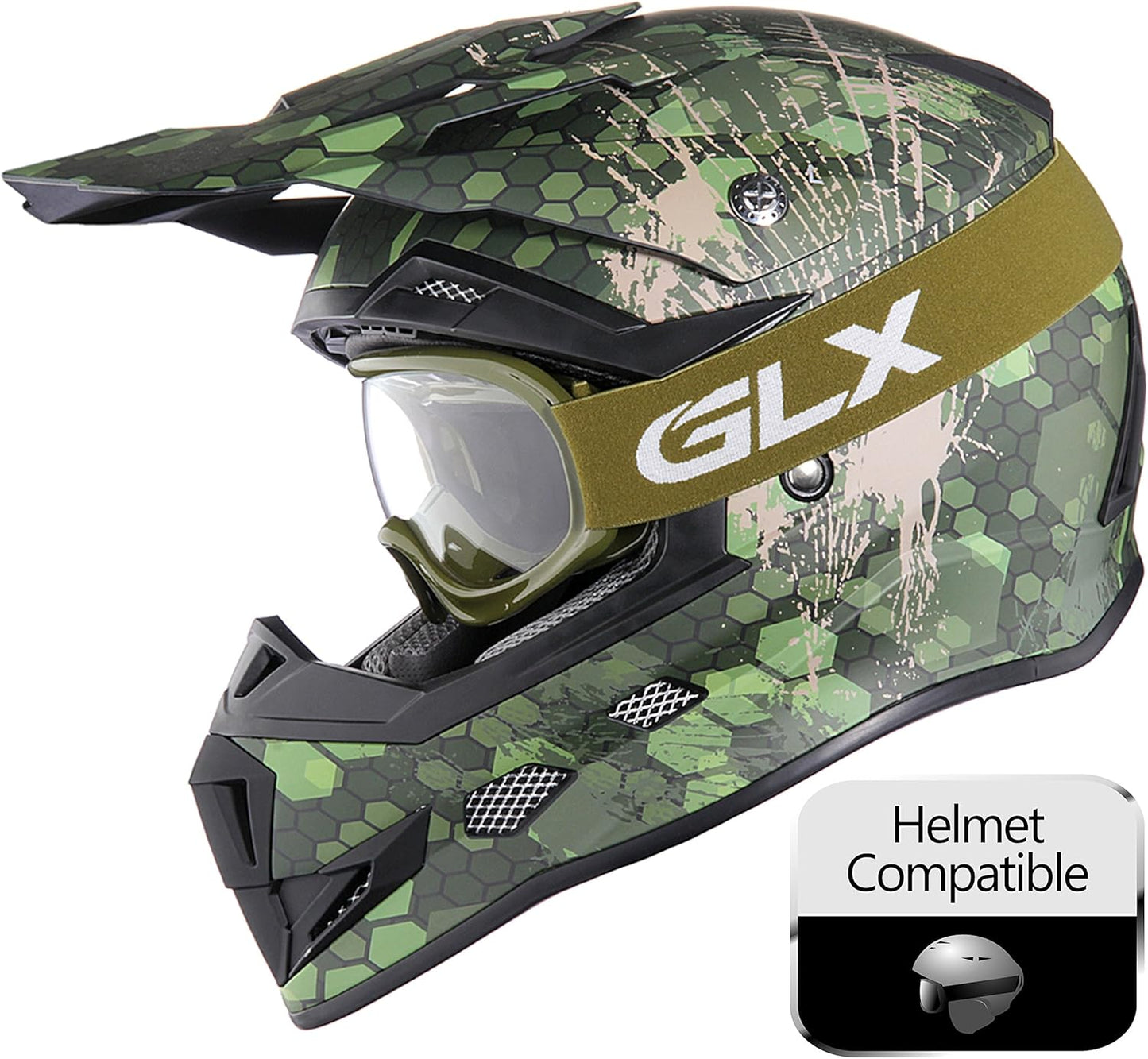 YH15 Anti-Fog Impact-Resistant Kids Youth ATV Off-Road Dirt Bike Motocross Goggles for Boys & Girls (Army Green, One_Size)