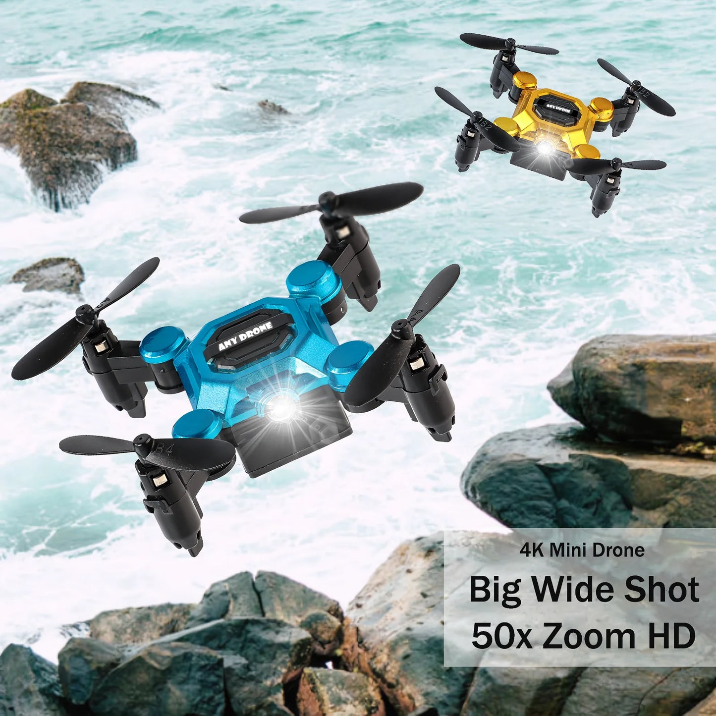 Foldable Drone with Camera, FPV Drone for Kid and Adults, 4K Drone RC Quadcopter with 3D Flips, Altitude Hold, 50X Zoom, Headless Mode, APP Control-(Upgrade2025)