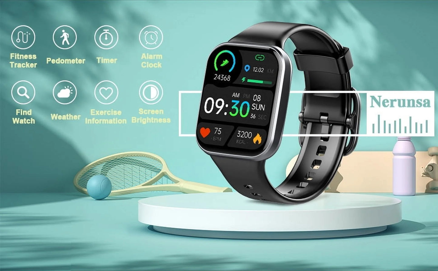 Smart Watch for Men Women, Fitness Tracker Heart Rate/Sleep Monitor, Fitness Watch Step/Calorie Counter, 25 Sport Modes IP68 Waterproof Activity Trackers, Smartwatch for Android Ios
