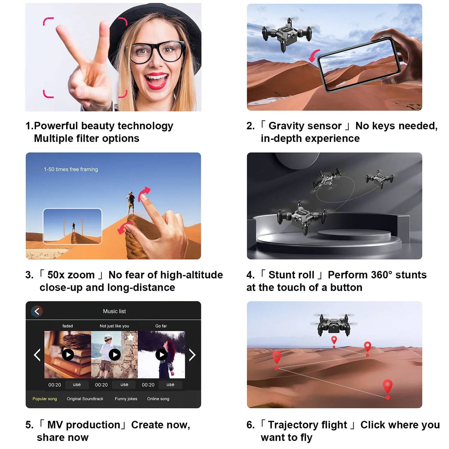 Foldable Drone with Camera, FPV Drone for Kid and Adults, 4K Drone RC Quadcopter with 3D Flips, Altitude Hold, 50X Zoom, Headless Mode, APP Control-(Upgrade2025)