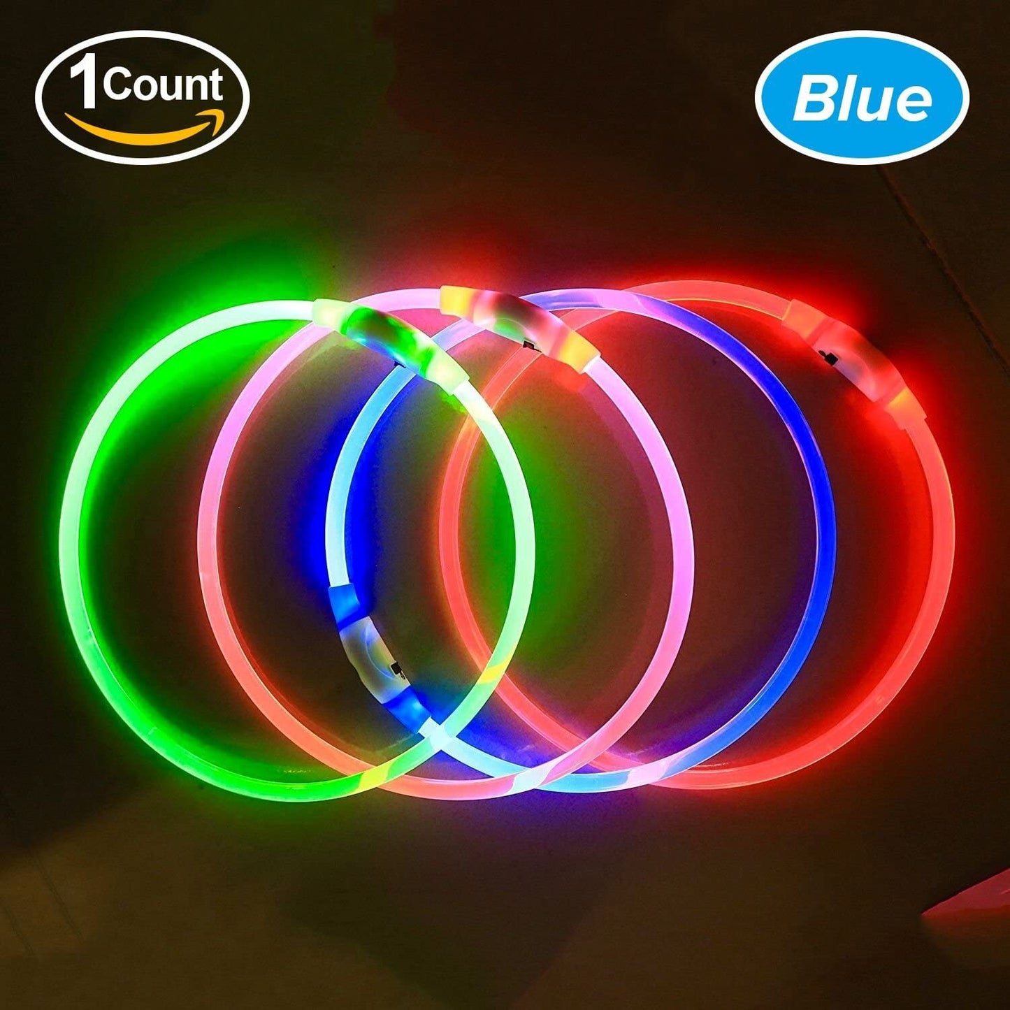 Light up Dog Collar, USB Rechargeable Flash Dog Necklace Light, Pet Safety Collar Makes Your Beloved Dogs Be Seen at Night for Small Medium Large Dogs(Blue)
