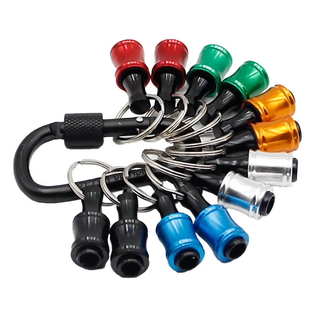 12Pc Color Keychain Quick Change Connecting Rod 1/4 Hexagonal Handle Screwdriver Head Quick Release Sleeve Conversion Rod Set