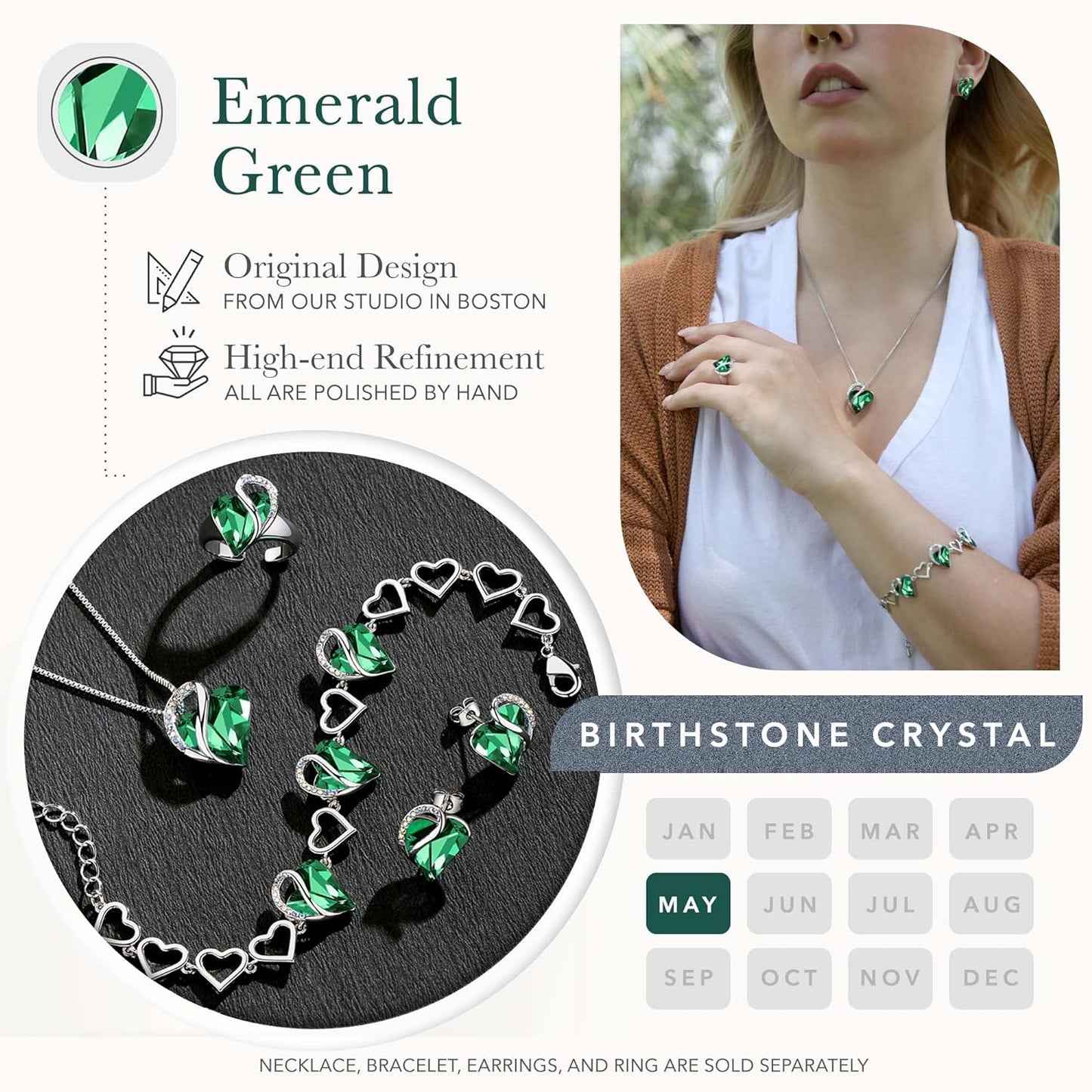Valentine'S Day Heart Link Bracelets for Women, Infinity Love Birthstone Crystal Charms or Healing Stones, Silver Plated Jewelry Gifts for Her, 7-Inch Chain and 2-Inch Extender