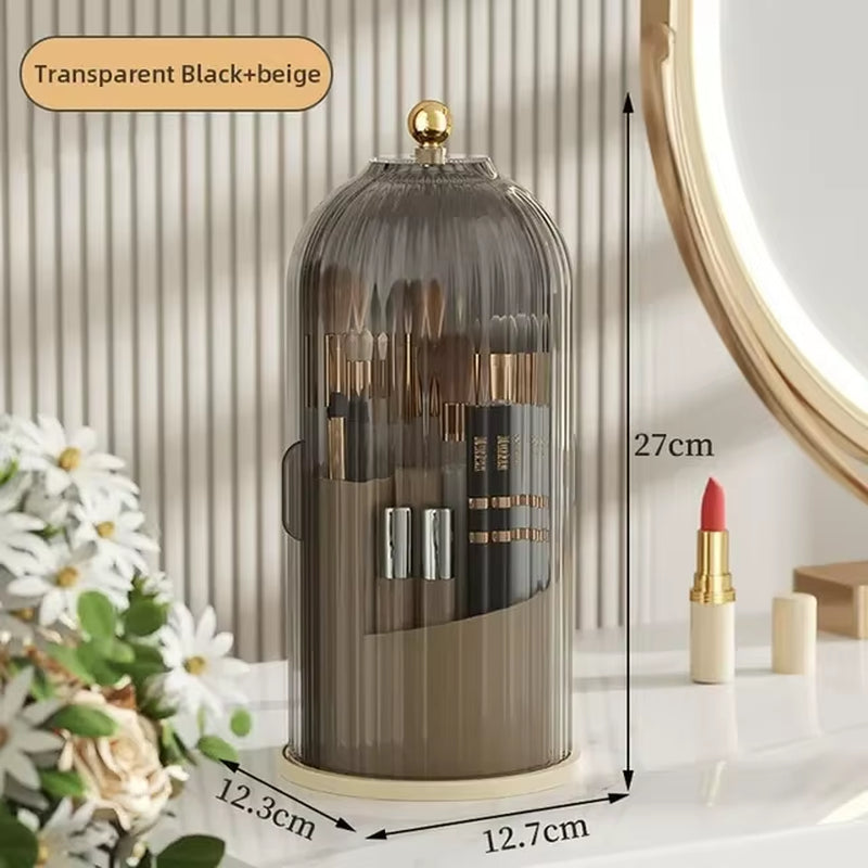 Soporte Giratorio De 360 ° Con Tapa Para Brochas De Maquillaje, Caja De Almacenamiento Para Lápiz Labial, Cejas, Sombra De Ojos,