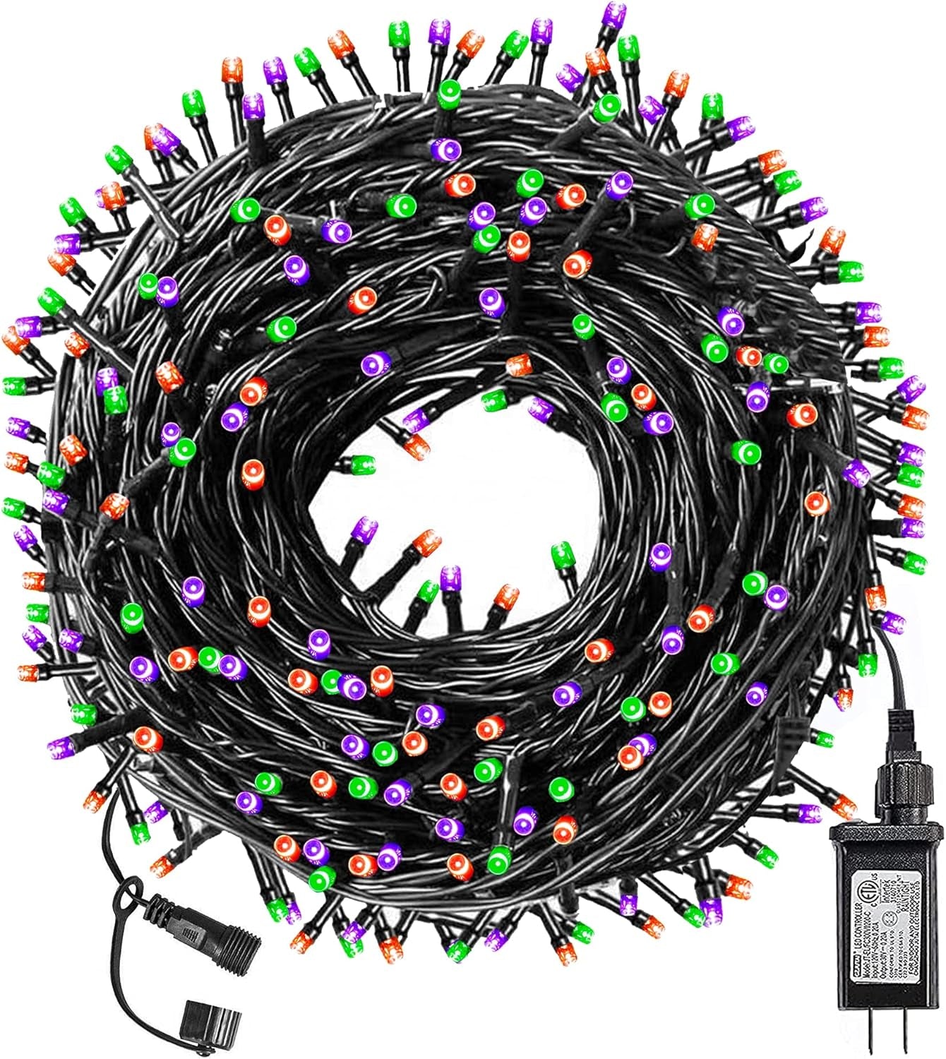 300 LED Indoor String Lights, 100 FT Plug in Waterproof String Lights with 8 Modes for Halloween Thanksgiving Christmas Garden Decoration (Purple, Orange and Green)