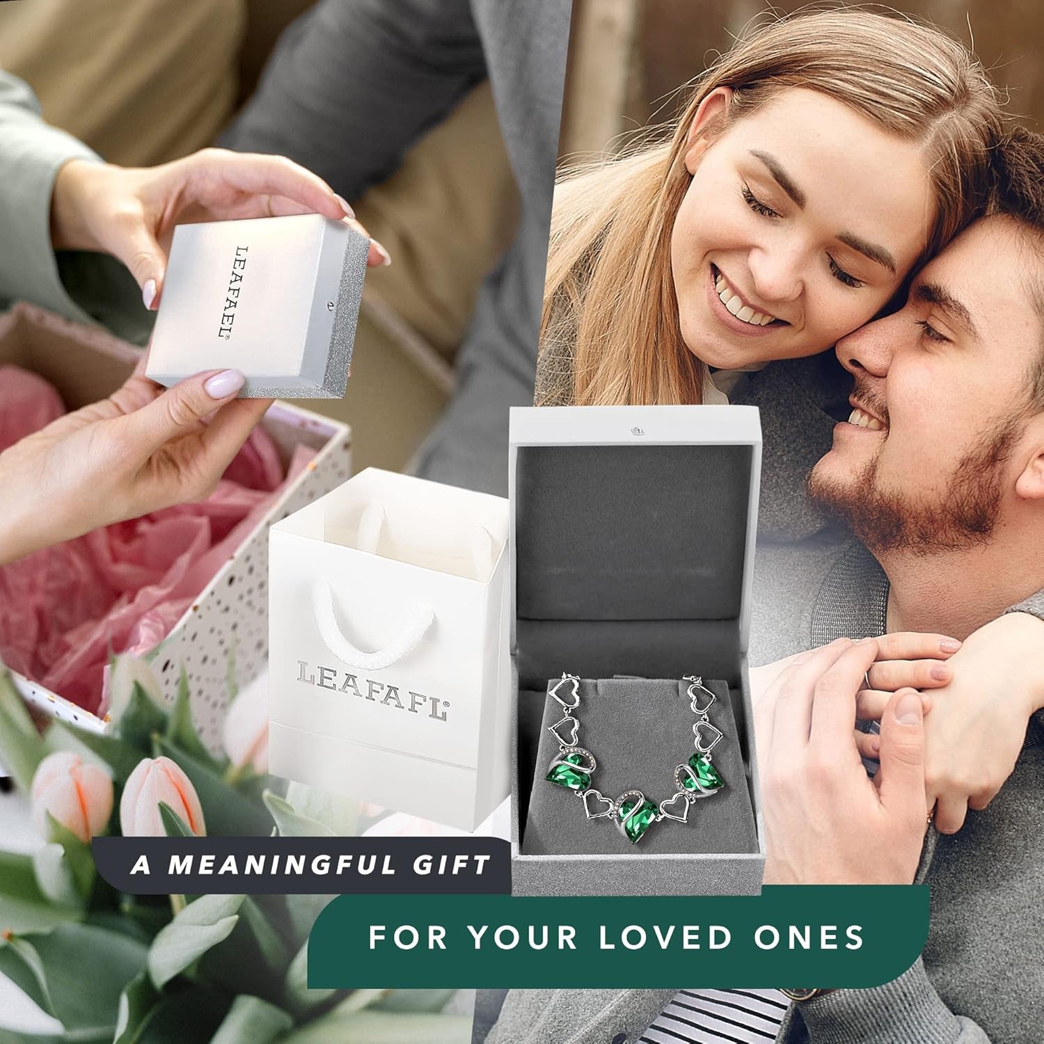 Valentine'S Day Heart Link Bracelets for Women, Infinity Love Birthstone Crystal Charms or Healing Stones, Silver Plated Jewelry Gifts for Her, 7-Inch Chain and 2-Inch Extender