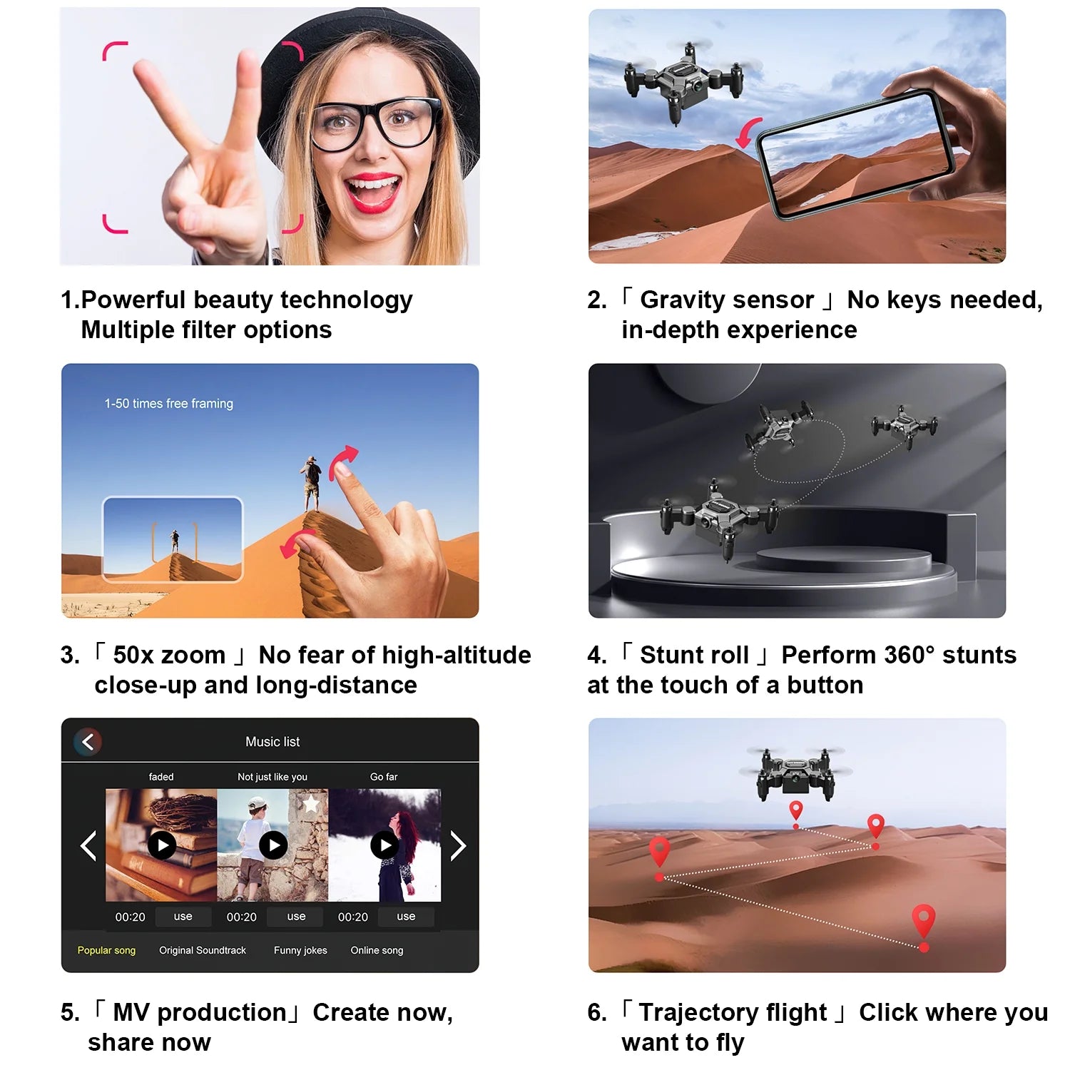 Foldable Drone with Camera, FPV Drone for Kid and Adults, 4K Drone RC Quadcopter with 3D Flips, Altitude Hold, 50X Zoom, Headless Mode, APP Control-(Upgrade2025)