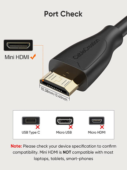 Mini HDMI to HDMI Cable 6FT, 4K High-Speed HDMI to Mini HDMI Adapter, Mini HDMI to Standard HDMI for Graphics Card, HDTV, Camera, HDR-XR50, Z6, EOS RP/EOS R/EOS 7D Mark II/XA40, Etc