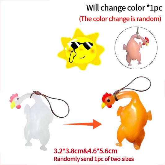 2025 New Color Changing Roast Duck Pendant Color Change Roasted Duck Goose Car Hanging Keychain Rearview Mirror Decoration