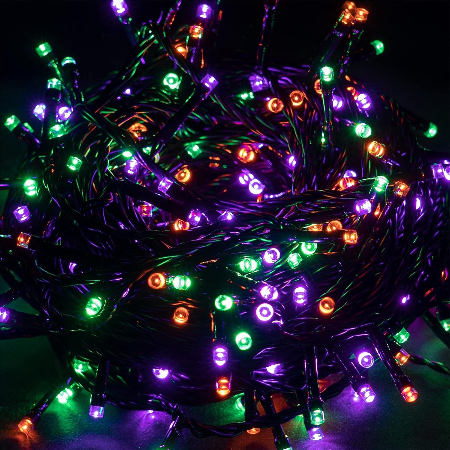 300 LED Indoor String Lights, 100 FT Plug in Waterproof String Lights with 8 Modes for Halloween Thanksgiving Christmas Garden Decoration (Purple, Orange and Green)