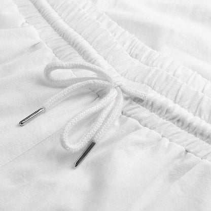 Work Pants for Men, Zipper Pockets Drawstring Tapered Chino Trousers White