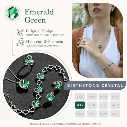 Valentine'S Day Heart Link Bracelets for Women, Infinity Love Birthstone Crystal Charms or Healing Stones, Silver Plated Jewelry Gifts for Her, 7-Inch Chain and 2-Inch Extender